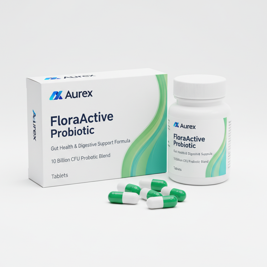 Aurex FloraActive Probiotic Tablets (10 Billion CFU) - Gut Health & Digestive Support Formula