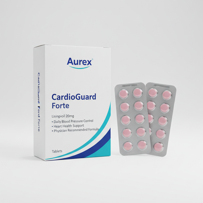 Aurex CardioGuard Forte Lisinopril 20mg Tablets - Daily Blood Pressure & Heart Health Support