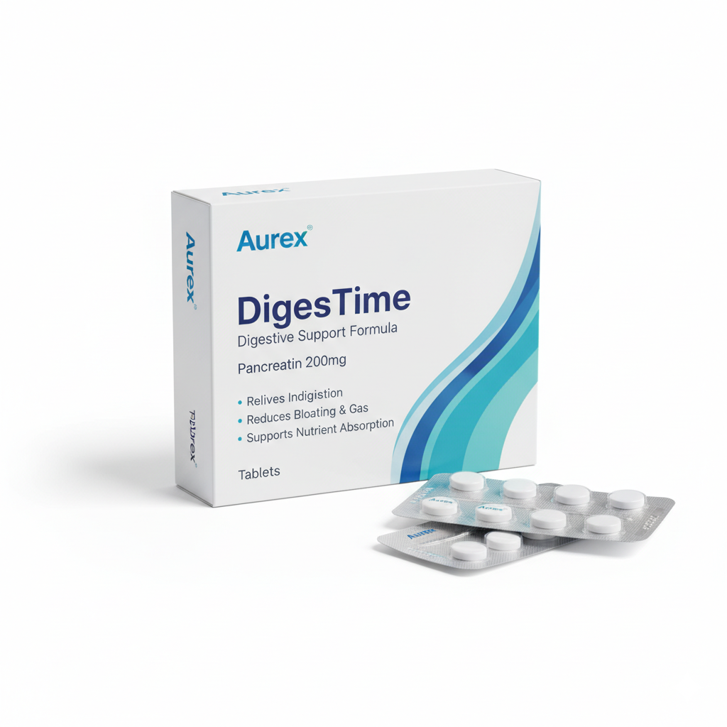 Aurex DigesTime Pancreatin 200mg Tablets - Advanced Digestive Support Formula